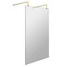 Hudson Reed 1100mm Wetroom Screen With Arms And Feet - Brushed Brass