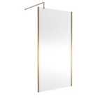 Hudson Reed 1100mm Outer Framed Wetroom Screen With Support Bar - Brushed Brass