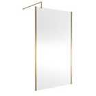 Hudson Reed 1200mm Outer Framed Wetroom Screen With Support Bar - Brushed Brass