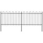 vidaXL Garden Fence With Hoop Top Steel 3.4X1.2 M Black