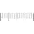 vidaXL Garden Fence With Spear Top Steel 6.8X1.2 M Black