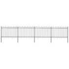 vidaXL Garden Fence With Hoop Top Steel 6.8X1.2 M Black