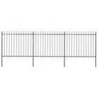 vidaXL Garden Fence With Spear Top Steel 5.1X1.5 M Black