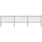 vidaXL Garden Fence With Spear Top Steel 5.1X1 M Black