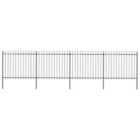 vidaXL Garden Fence With Spear Top Steel 6.8X1.5 M Black