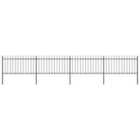 vidaXL Garden Fence With Spear Top Steel 6.8X1 M Black