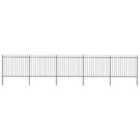 vidaXL Garden Fence With Spear Top Steel 8.5X1.5 M Black