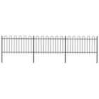 vidaXL Garden Fence With Hoop Top Steel 5.1X1 M Black