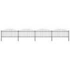 vidaXL Garden Fence With Spear Top Steel (0.5-0.75)x6.8 M Black
