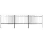 vidaXL Garden Fence With Hoop Top Steel 5.1X1.2 M Black