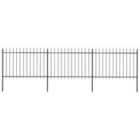 vidaXL Garden Fence With Spear Top Steel 5.1X1.2 M Black