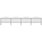 vidaXL Garden Fence With Spear Top Steel (1.25-1.5)x6.8 M Black