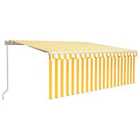 vidaXL Manual Retractable Awning With Blind 4.5X3M Yellow & White