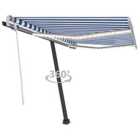 vidaXL Manual Retractable Awning With Led 350X250cm Blue And White