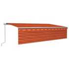 vidaXL Manual Retractable Awning With Blind 6X3M Orange & Brown