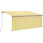 vidaXL Manual Retractable Awning w/Blind 3x2.5m Yellow/White