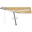 vidaXL Manual Retractable Awning With Led 450X300cm Yellow And White