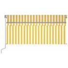 vidaXL Manual Retractable Awning With Blind&led 3X2.5M Yellow & White