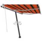 vidaXL Freestanding Manual Retractable Awning 300X250cm Orange & Brown
