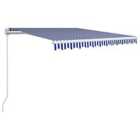 vidaXL Manual Retractable Awning 350X250cm Blue And White