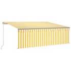 vidaXL Manual Retractable Awning With Blind&led 4X3M Yellow & White