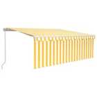 vidaXL Manual Retractable Awning With Blind 4X3M Yellow & White