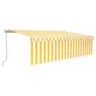vidaXL Manual Retractable Awning With Blind&led 5X3M Yellow & White