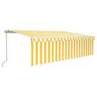 vidaXL Manual Retractable Awning With Blind 5X3M Yellow & White