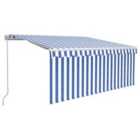 vidaXL Manual Retractable Awning With Blind 3X2.5M Blue & White