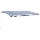 vidaXL Manual Retractable Awning 500X350cm Blue And White