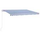 vidaXL Manual Retractable Awning With Led 400X300cm Blue And White