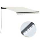 vidaXL Manual Retractable Awning With Led 300X250cm Cream