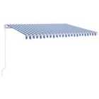 vidaXL Manual Retractable Awning With Led 450X350cm Blue And White