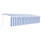 vidaXL Manual Retractable Awning With Blind 6X3M Blue & White