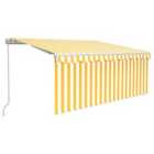 vidaXL Manual Retractable Awning With Blind 3X2.5M Yellow & White