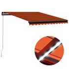 vidaXL Manual Retractable Awning With Led 350X250cm Orange And Brown