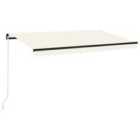 vidaXL Manual Retractable Awning With Led 450X300cm Cream