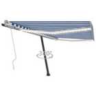 vidaXL Manual Retractable Awning With Led 450X300cm Blue And White