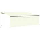 vidaXL Manual Retractable Awning With Blind&led 4.5X3M Cream