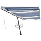 vidaXL Manual Retractable Awning With Led 600X300cm Blue And White