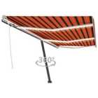 vidaXL Manual Retractable Awning With Led 600X300cm Orange And Brown