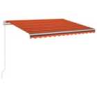 vidaXL Manual Retractable Awning With Led 300X250cm Orange And Brown