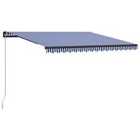 vidaXL Manual Retractable Awning 450X300cm Blue And White