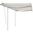 vidaXL Manual Retractable Awning With Posts 3X2.5 M Cream