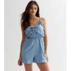 Urban Bliss Blue Frill Strappy Playsuit
