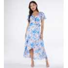 QUIZ Blue Floral Midaxi Wrap Dress