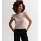 Mink Broderie Frill Sleeve Top