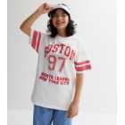 Girls White Boston Sports League Long Logo T-Shirt