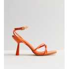 Public Desire Orange Patent Strappy Heel Sandals