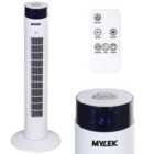 Mylek Tower Fan 34 Inch Cooling Cold Air Stand Fan Remote Control Oscillation and Timer White